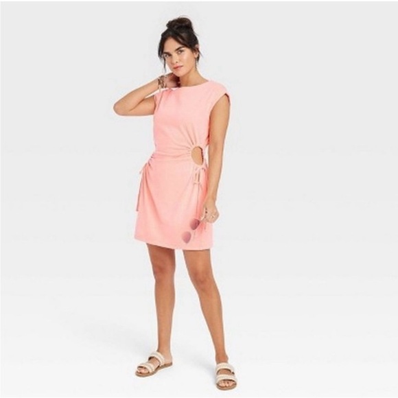 NWT Universal Thread Pink Short Sleeve Mini Skater Dress - Picture 1 of 5